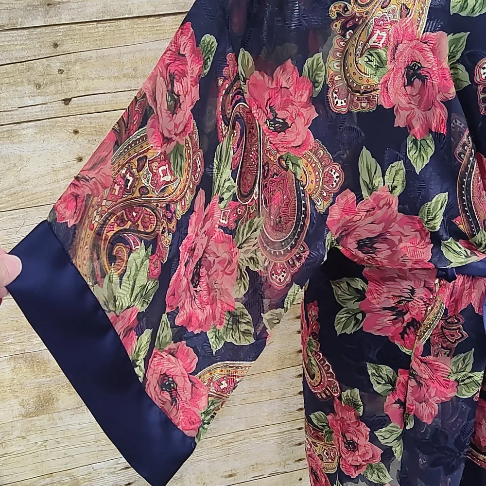 Vintage Victoria's Secret Gold Label Sheer Floral & Paisley Robe